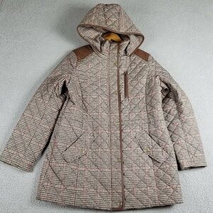FLASH SALE! Lauren Ralph Women's Houndstooth Quilted Hooded Coat Medium Jacket🥰
